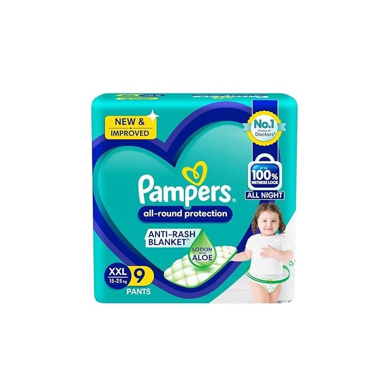 PAMPERS ALL ROUND PROTECTION ANTI -RASH BLANKET XXL 15-25KG 9 PANTS