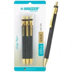 Hauser Ultra Gold Ball Pen Pack Of 3