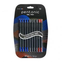 Pentonic Quick Dry Ink Gel Pens 0.6mm-Pack Of 10
