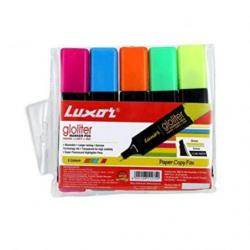 Luxor Gloliter Marker Pen - Assorted Colors- Set Of 5