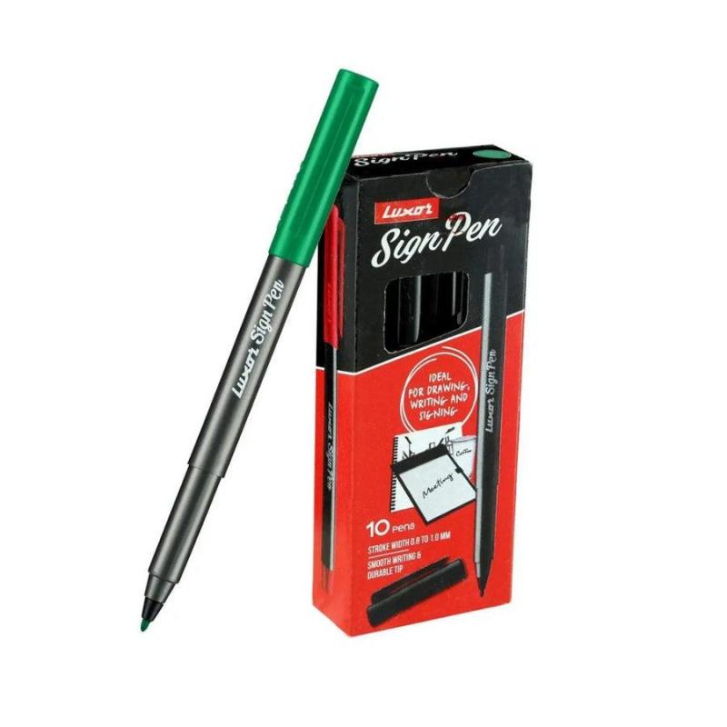 Luxor Sign Pen Pack of 10 Green Pen