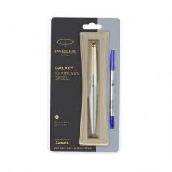 Parker Galaxy Stainless Steel Gold Trim Roller Ball Pen