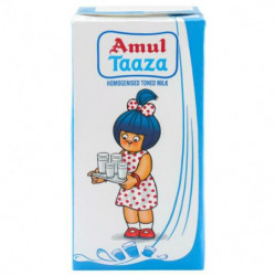 Amul Taaza Homogenised Toned Milk 1 Litre -Tetra Pack