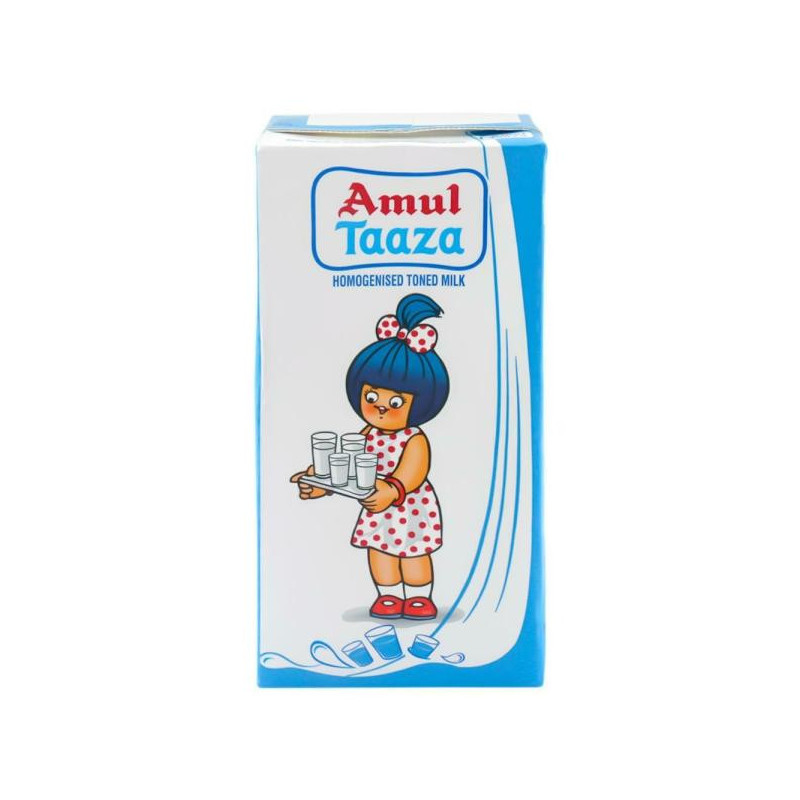 Amul Taaza Homogenised Toned Milk 1 Litre -Tetra Pack