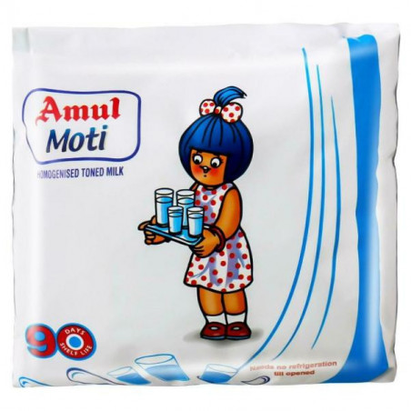 Amul Moti Homogenised Toned Milk 450 ml -Pouch Pack